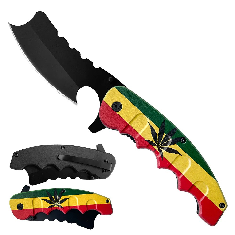 Wholesale Knives Jamaican Flag / Marijuana Pocket Knife. Pacific Solution