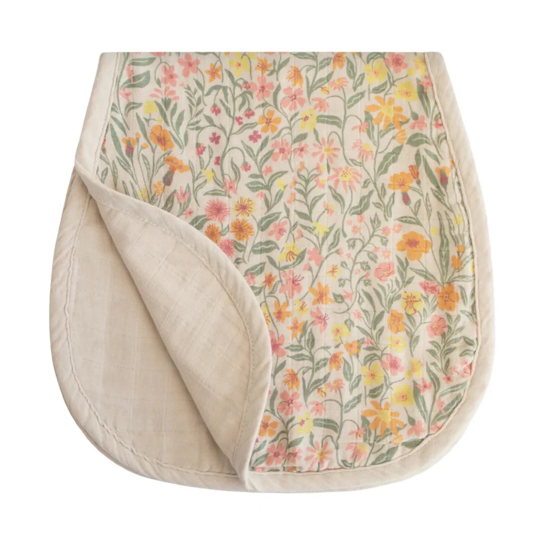 Organic Muslin Burp Cloth 2 Pack Pastel Blooms/Fog by Mushie & Co