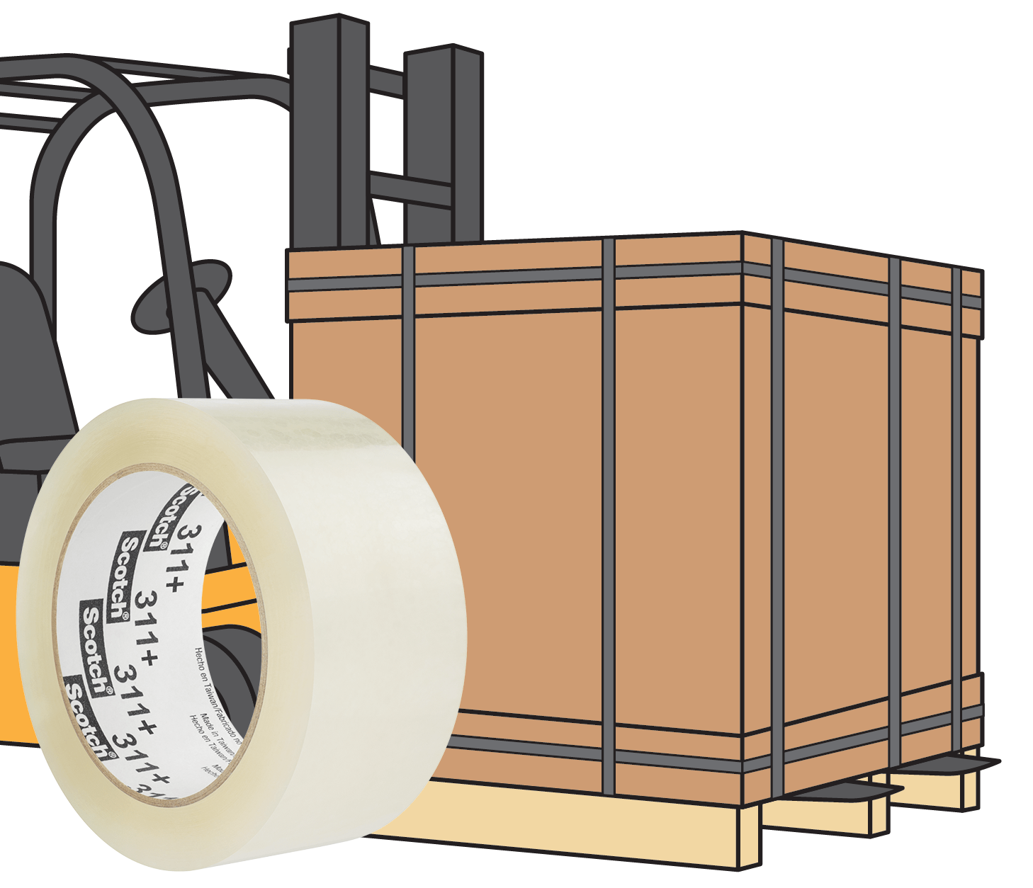 PacknTape 3M 311+ Scotch High Tack Box Sealing Tape+ Clear, 48 mm x