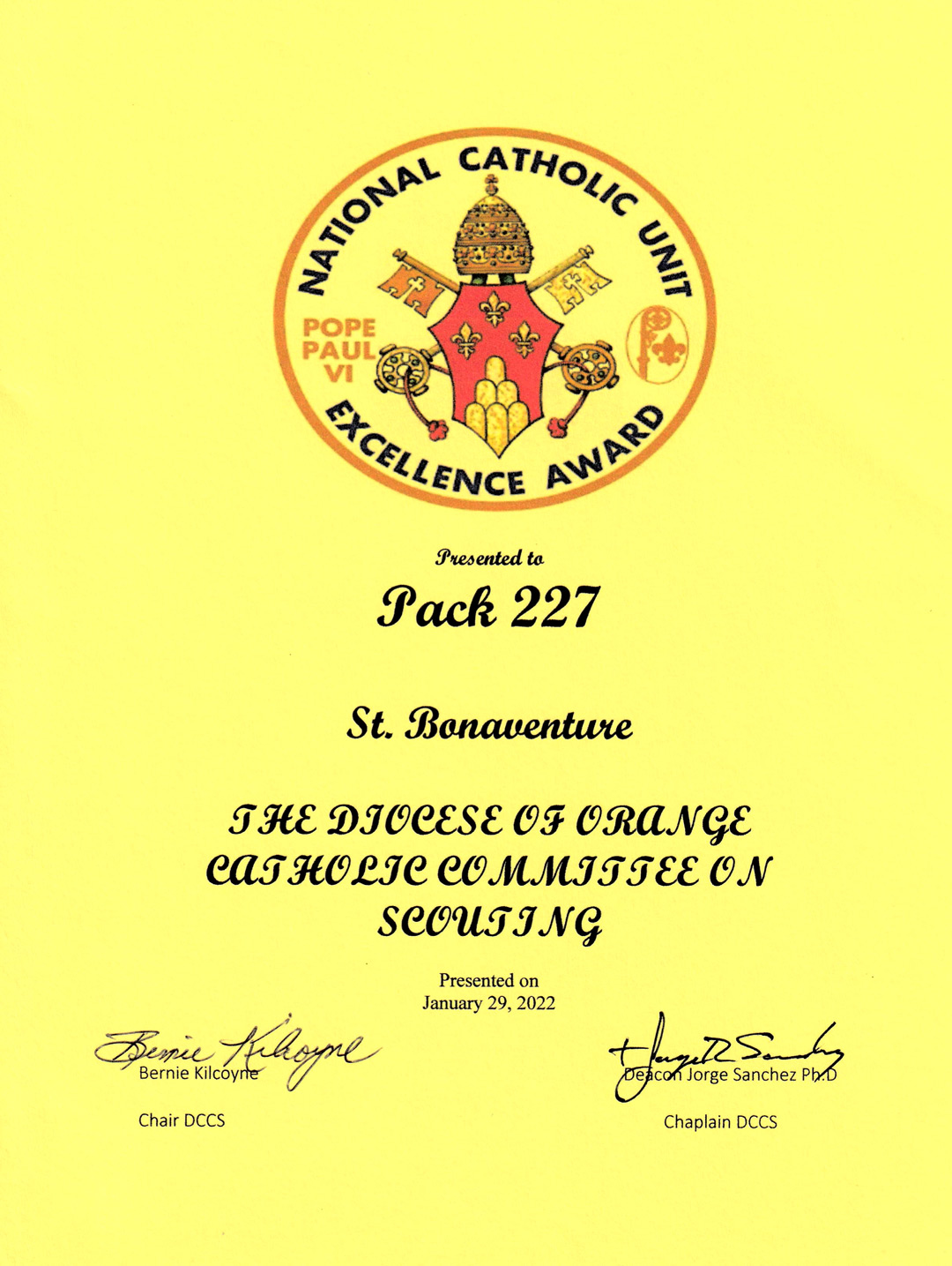 Religious Emblem Awards » Cub Scout Pack 227 of Huntington Beach, CA