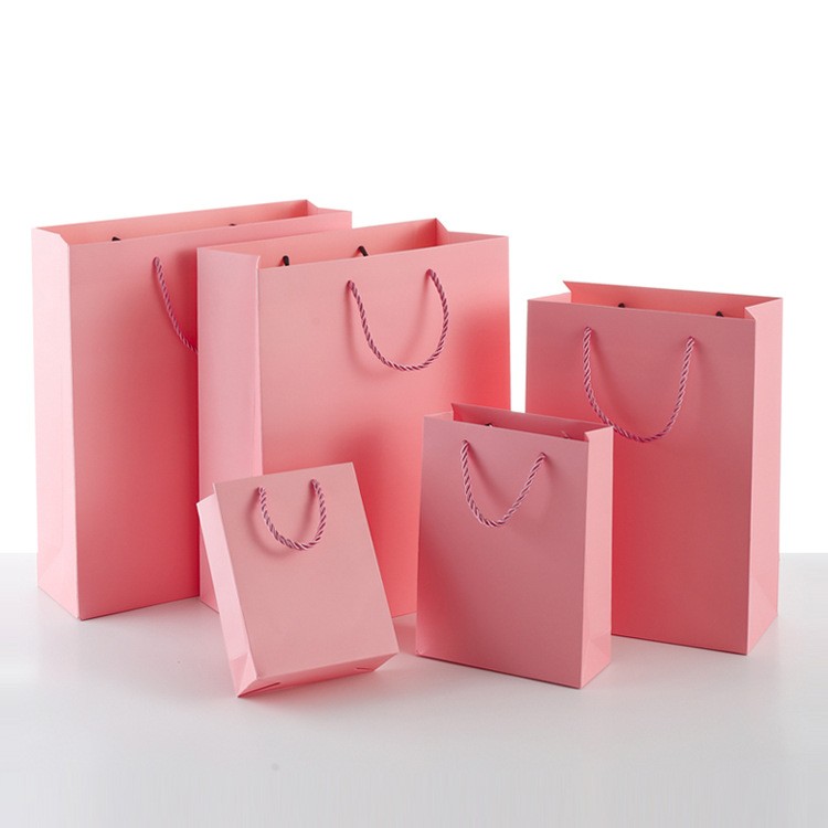 luxury pink custom printed jewellery gift packaging paper bag jewelry