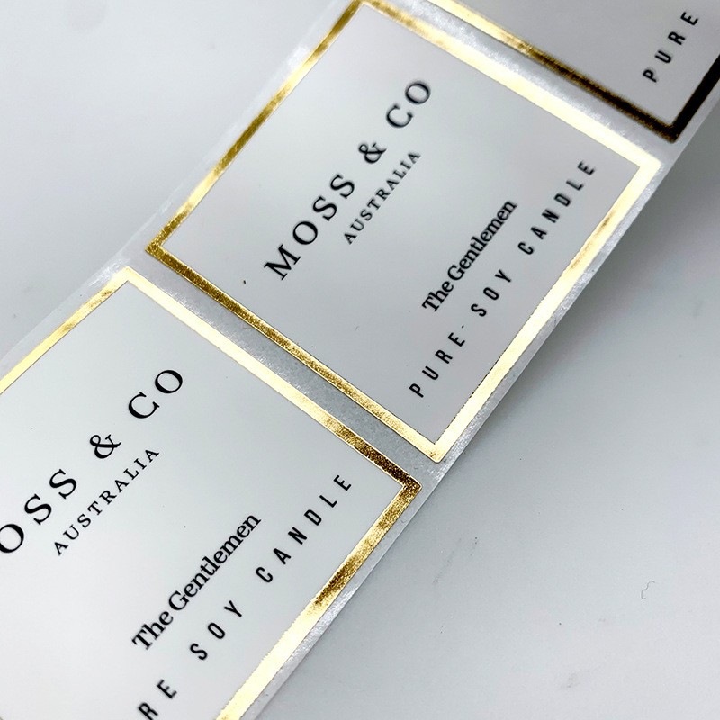 Custom Printing Gold Stamping Candle Label Custom Adhesive Label