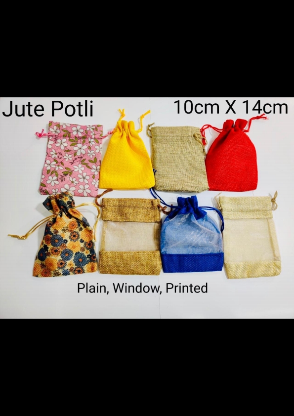 Jute Potli Bag (10cm x 14cm)/ 10 pc Packageworld