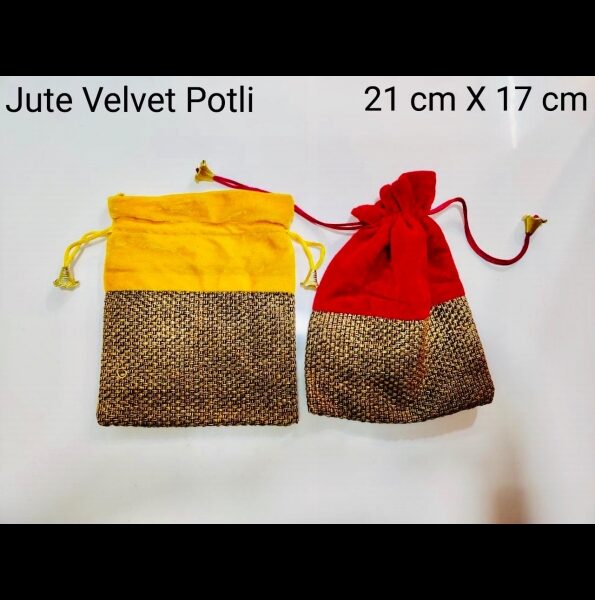 Jute Velvet Potli Bag (21cm x 17cm) Packageworld
