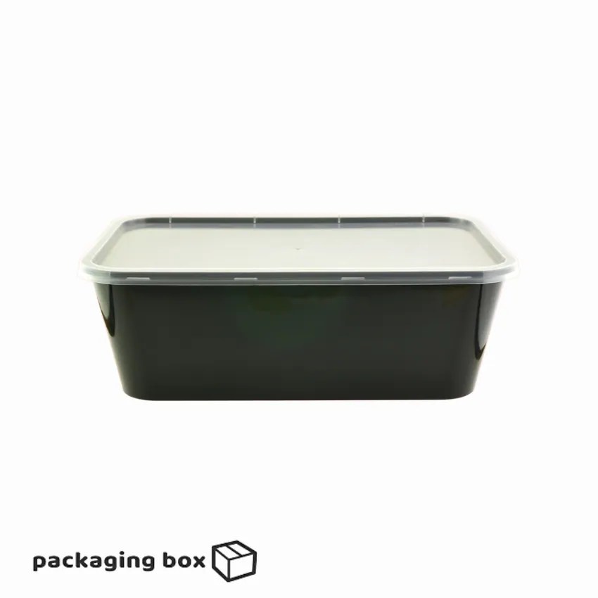 Disposable Black Plastic Food Packaging Container (750ml) Packaging Box