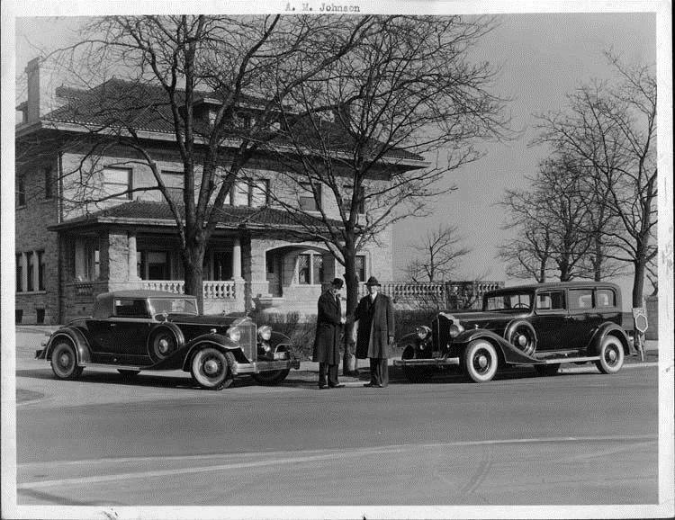 1933 Packards delivered by salesman H.N. Whiting to new owner A.J