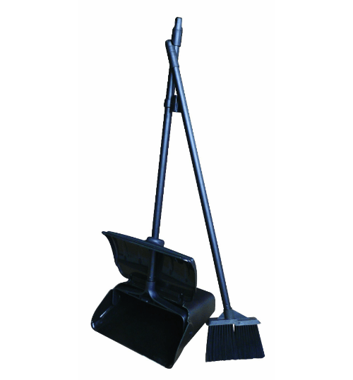 DUSTPAN AND BRUSH SET UPRIGHT BLACK Pack Centre New Zealand