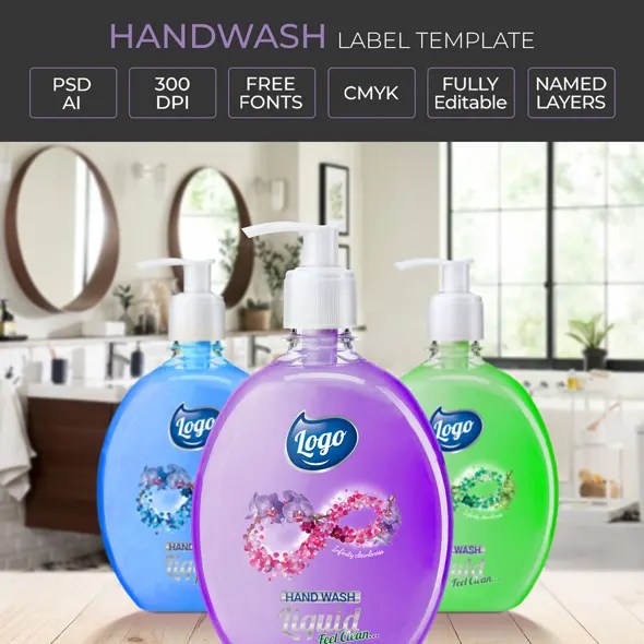 Hand Wash Label Template packgallery