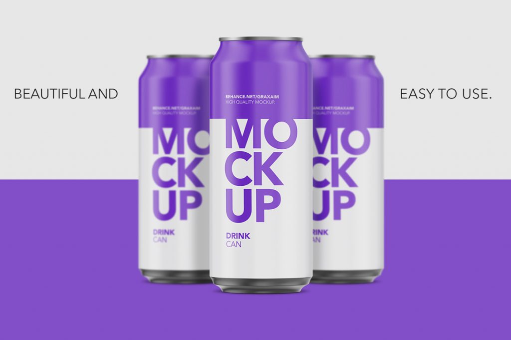 Packreate » Matte Aluminium Can Mockup 500ml