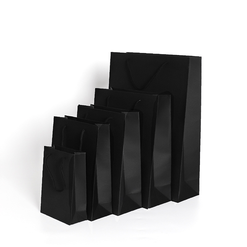 Custom Printing Size Grocery Cheap Vertical Black Cardboard Paper Bag