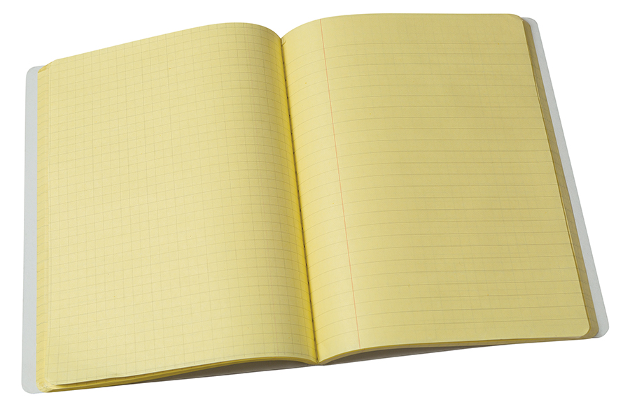Pacon Dual Ruled Composition Book, Yellow, 1/4" Grid, 3/8" Wide Ruled