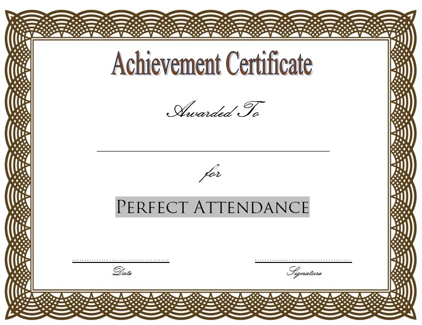 8+ Perfect Attendance Certificate Template Editable Ideas