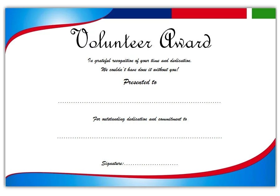 Outstanding Volunteer Certificate Template 9+ Great Ideas