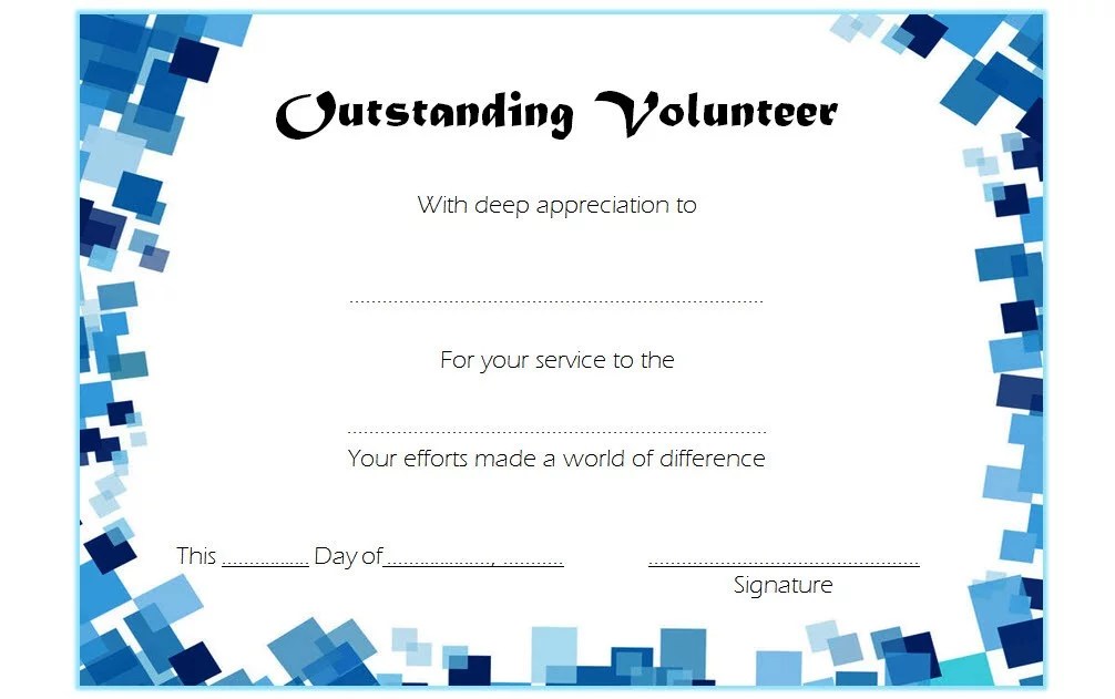 Outstanding Volunteer Certificate Template 9+ Great Ideas