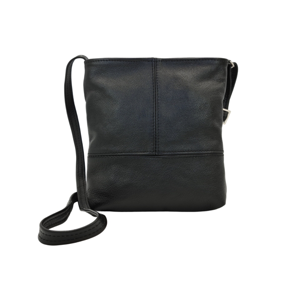 Black Leather Sling Bag (Medium) Padstal Boutique