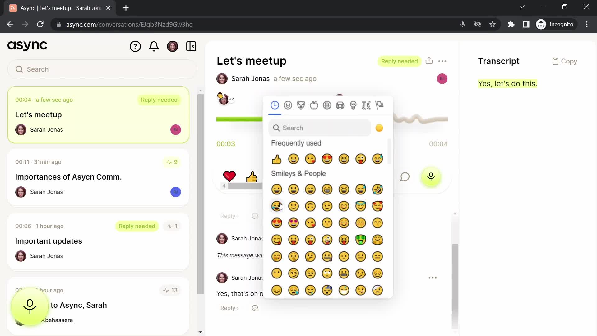 Emoji screenshots and examples (on desktop)