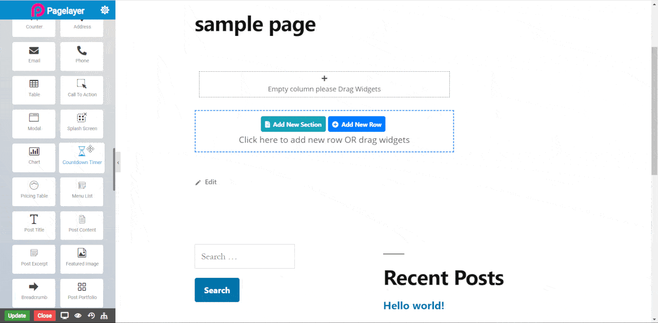 Countdown Timer Pagelayer