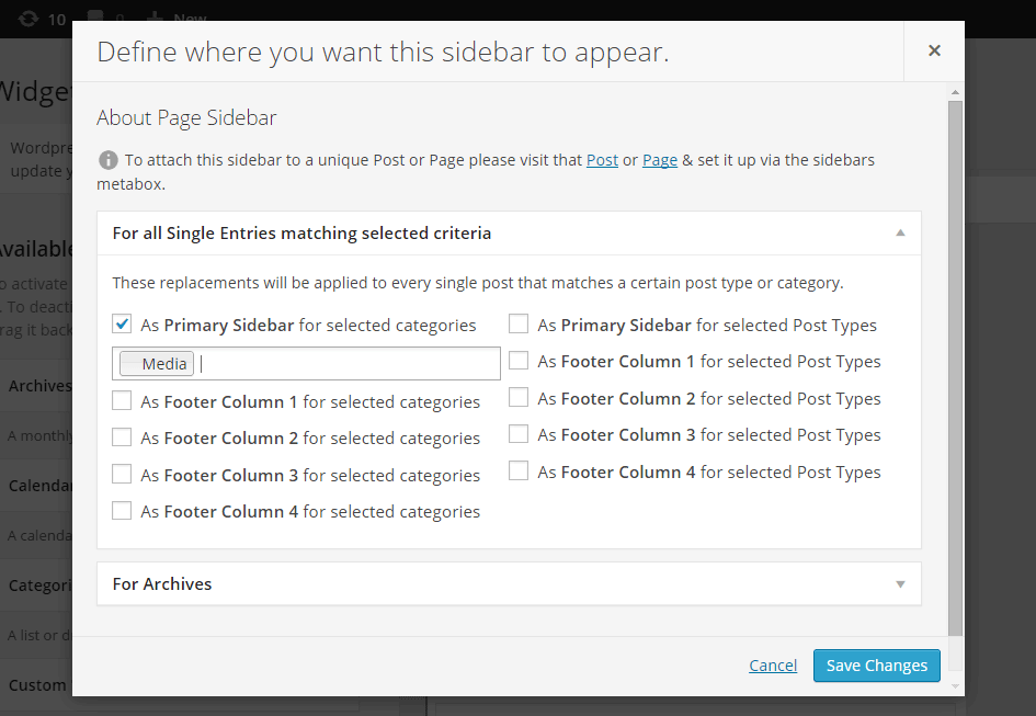 Custom Sidebars Create Multiple Widget Areas and Choose Where to