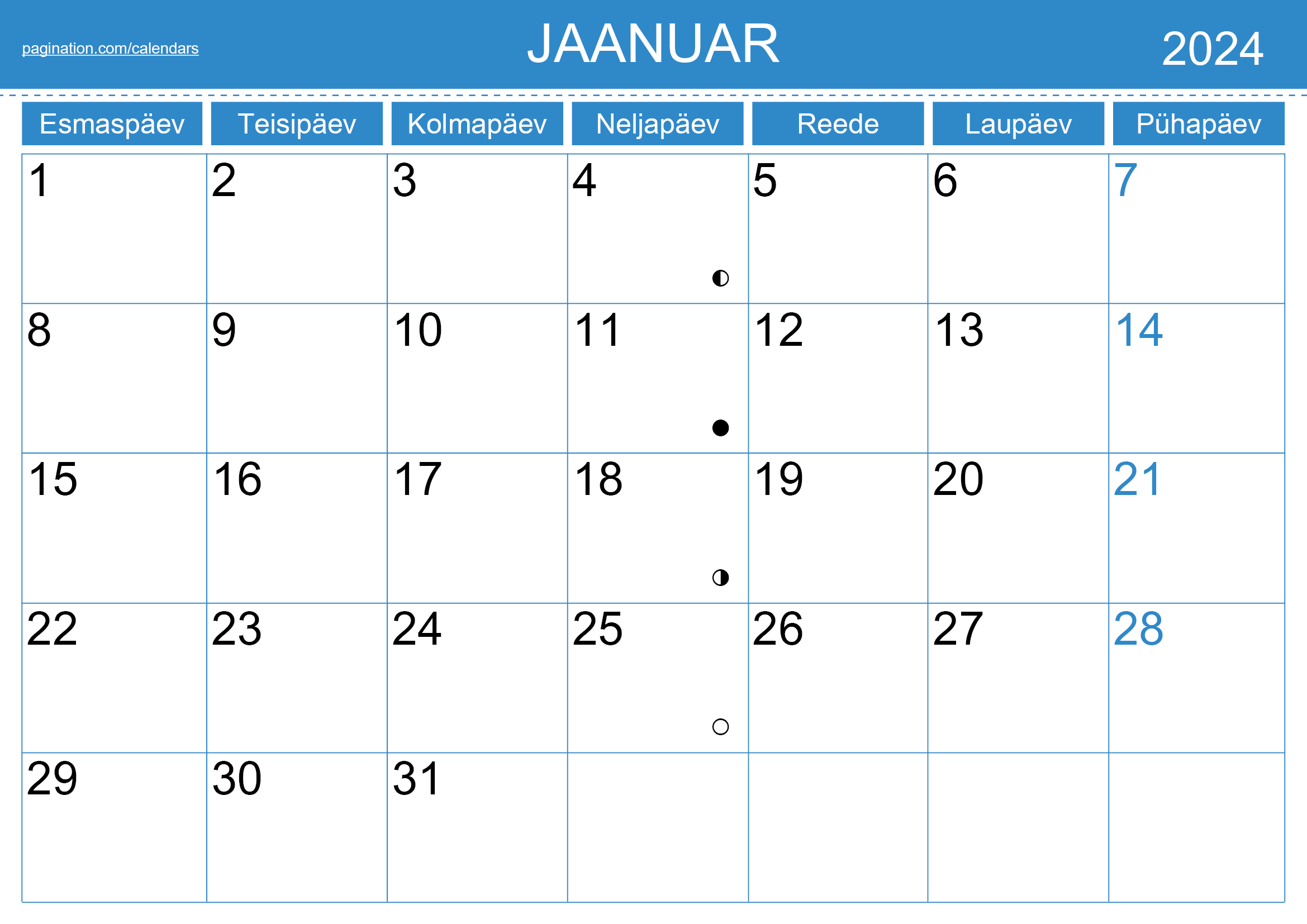 Kalender InDesign Eesti (Estonia)