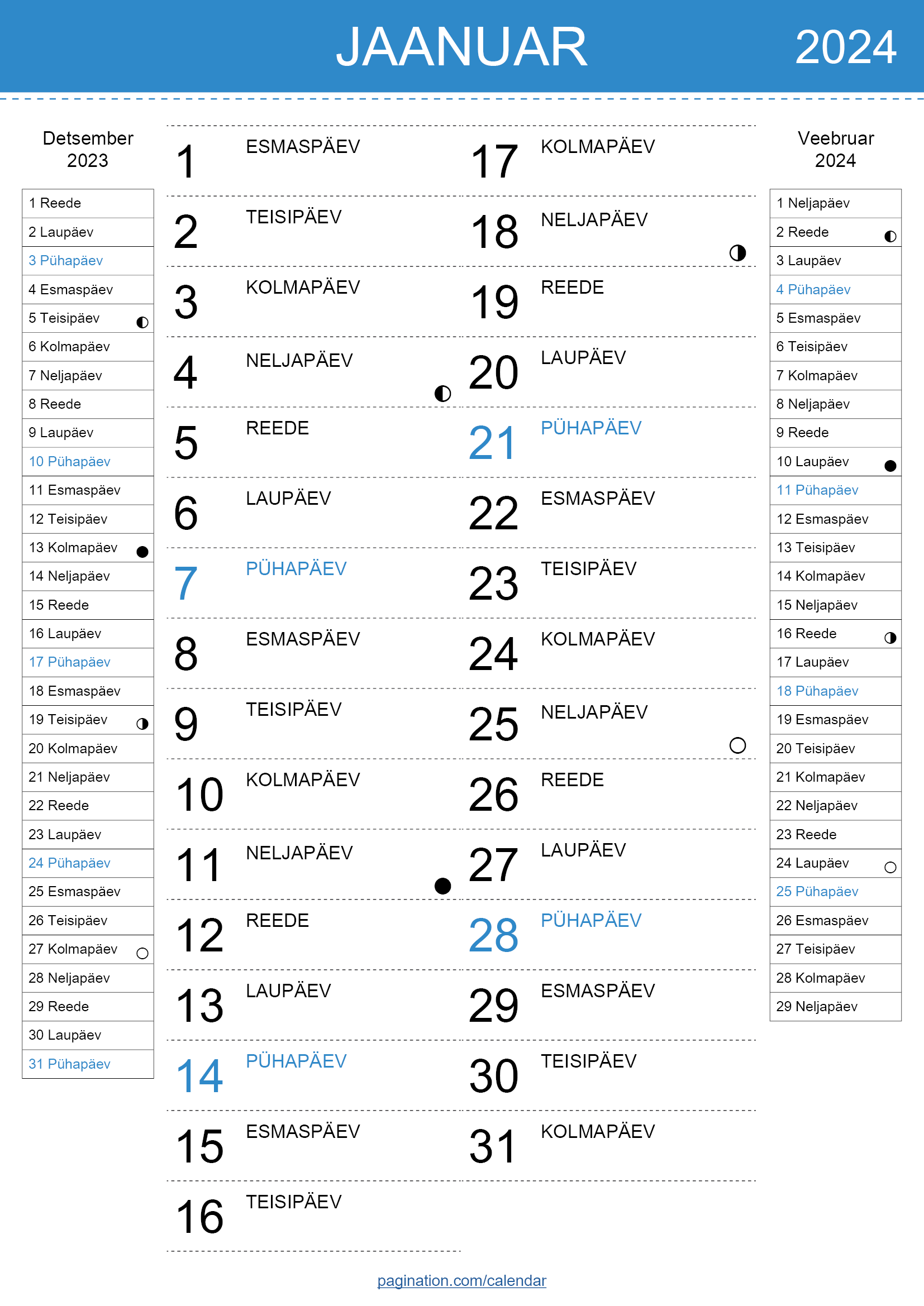Kalender InDesign Eesti (Estonia)