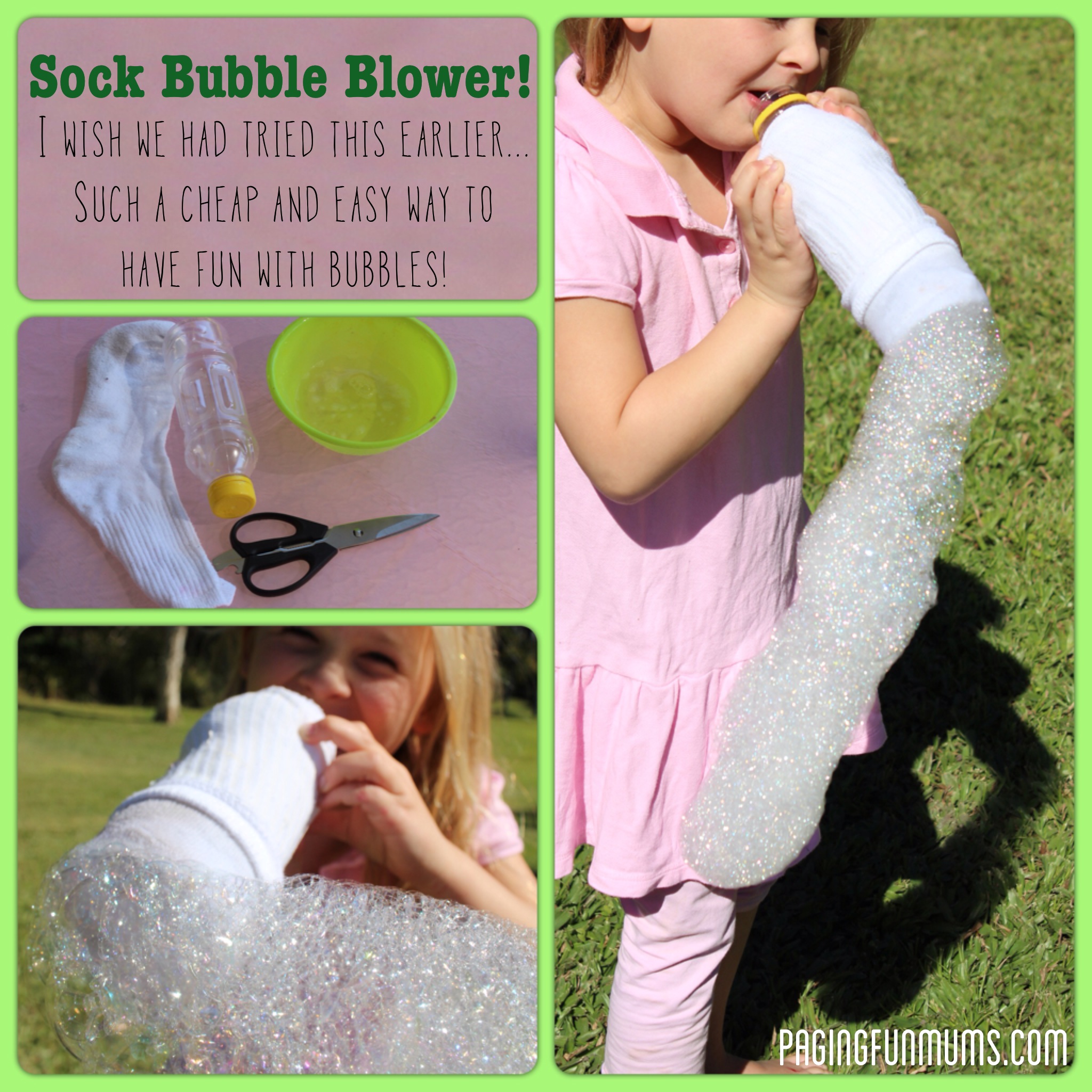 DIY Sock Bubble Blower! Paging Fun Mums