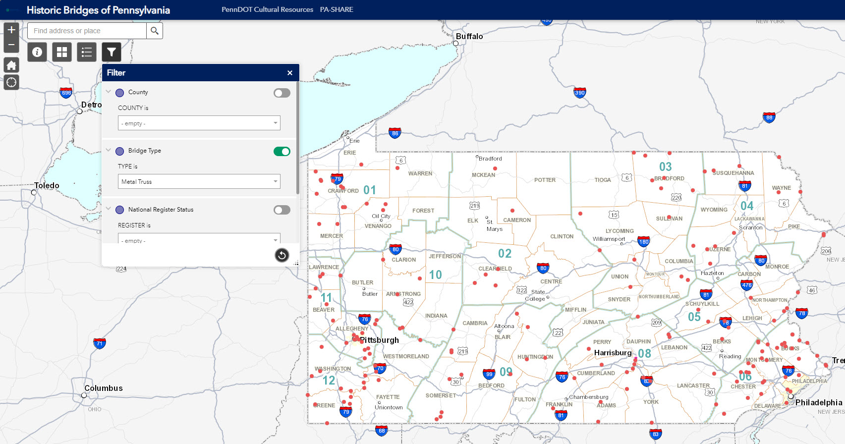 PennDOT’s New Historic Bridges of Pennsylvania GIS Map Pennsylvania