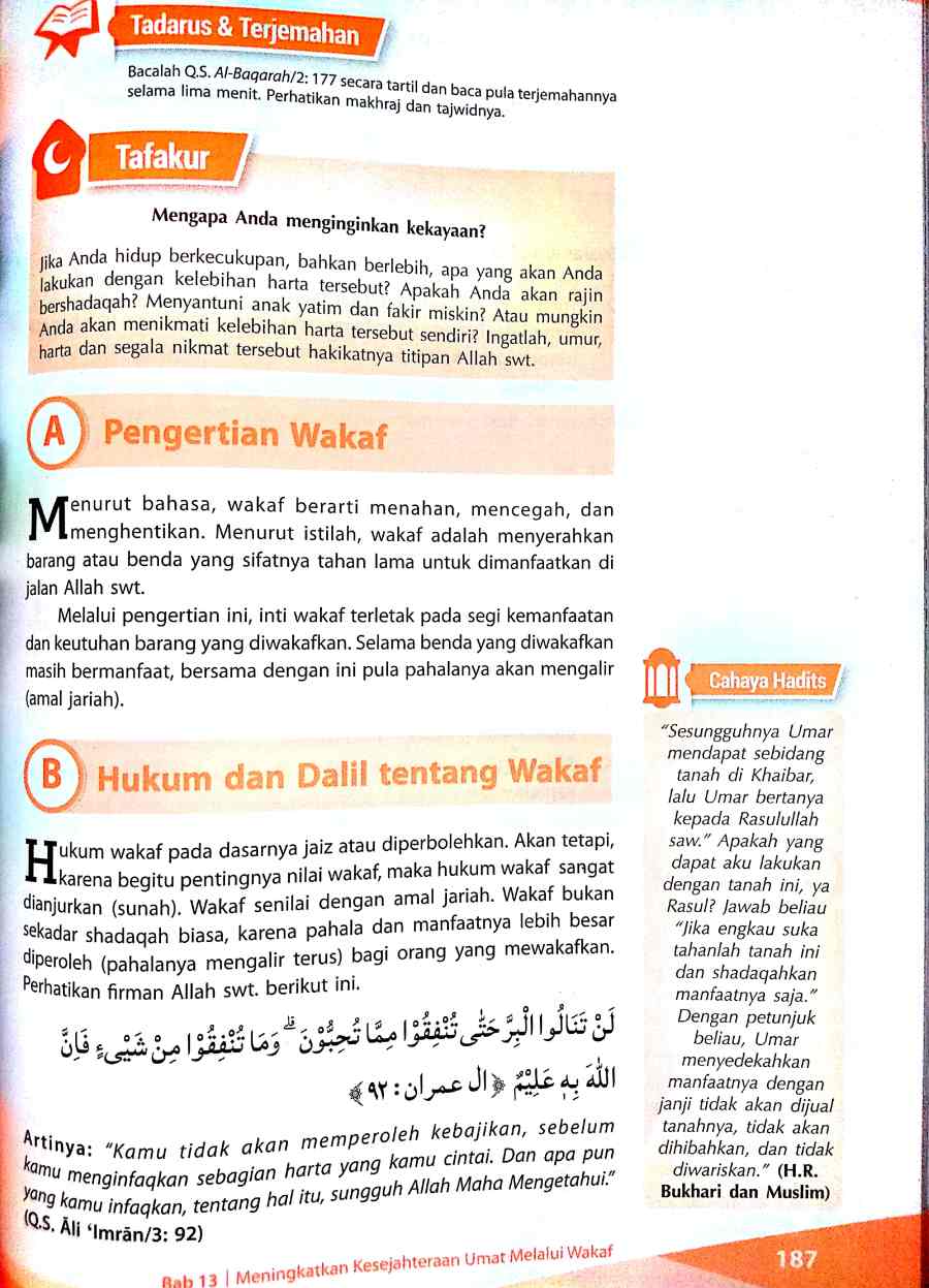 Materi Agama Islam Kelas X Bab 13 : Meningkatkan Kesejahteraan Umat Melalui  Wakaf – PAI SMK BINA RAHAYU