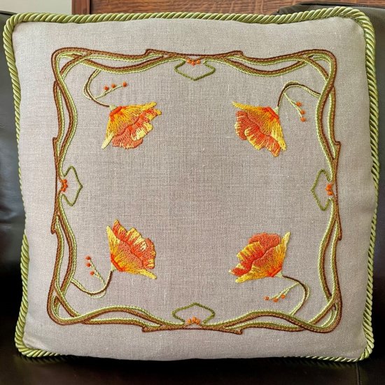 Golden State Poppy Pillow 60.00 Paint By Threads, Original Arts