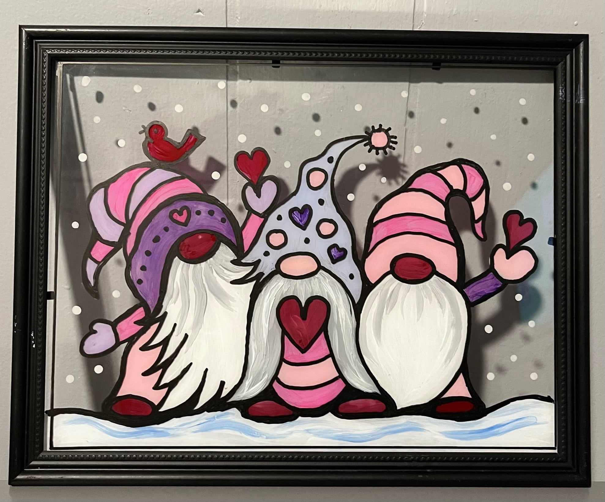 Lovely Gnomes Glass Art Paint and Vino