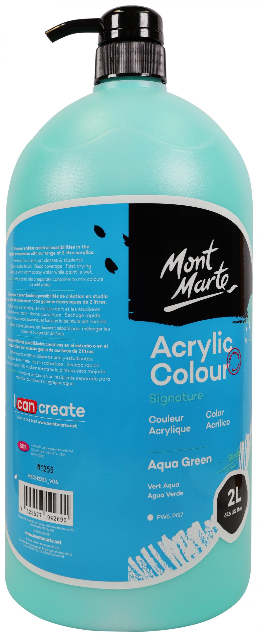 MM Acrylic Colour 2L Pump Aqua Green Paint a Pot