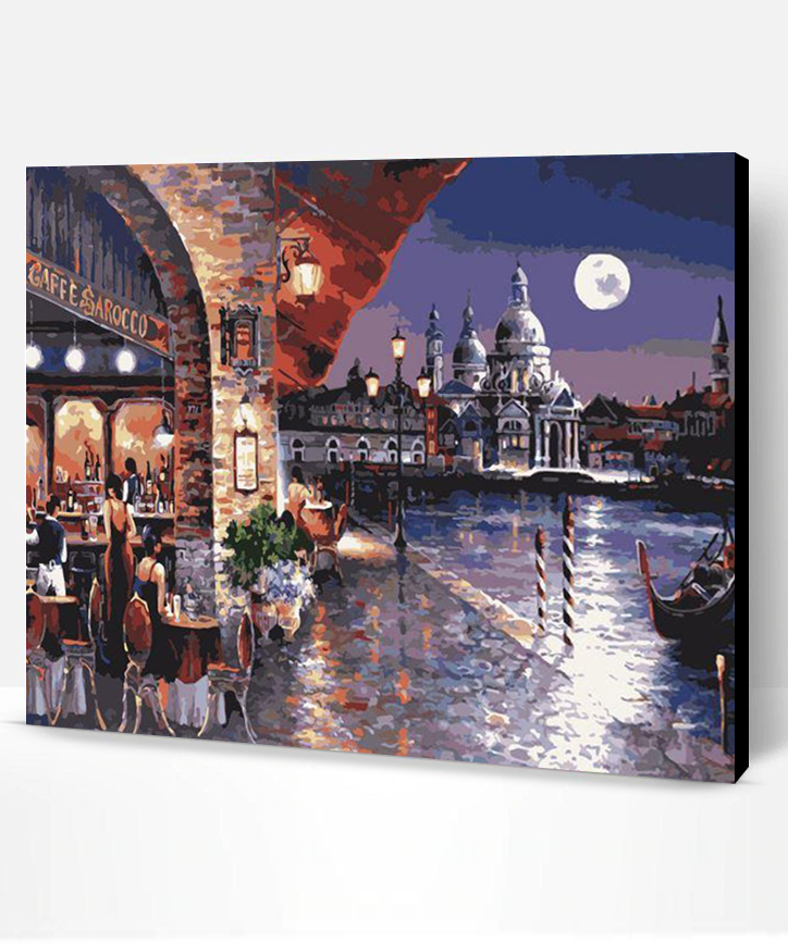 Coffee Shop at Venice Cities Paint By Number Paint By Numbers PRO