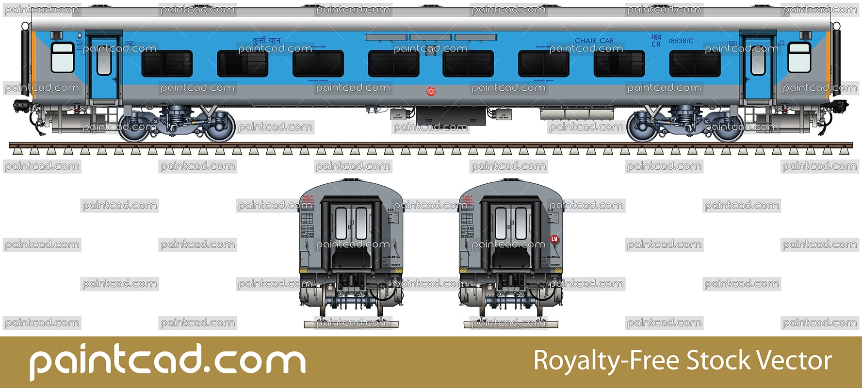 New LHB chair car in bluegray livery by Indian Railways