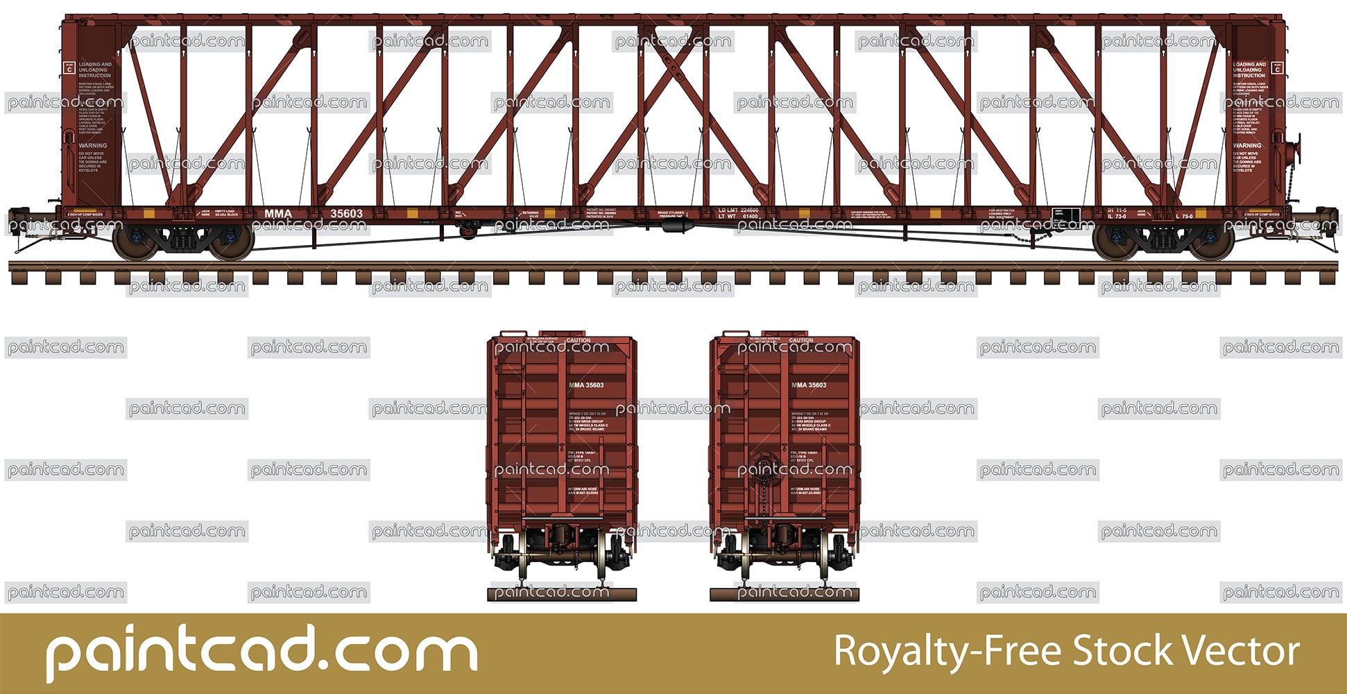 MMA centerbeam flatcar for transport of lumber and wallboards
