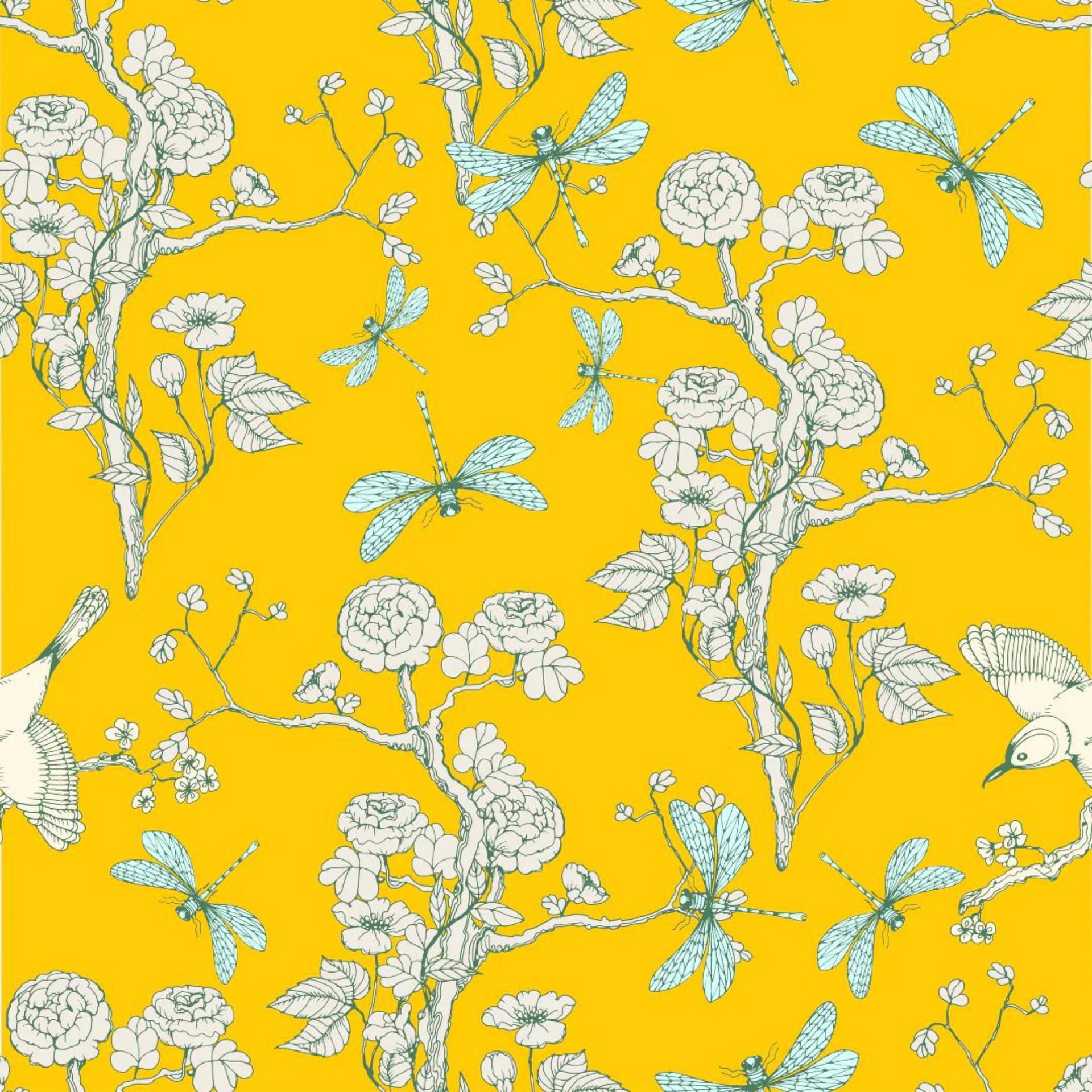Yellow Chinoiserie Tissue Paper Painted Love