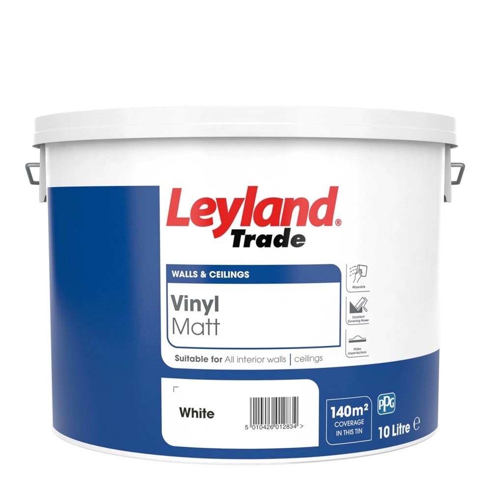 Leyland Trade Vinyl Matt White (10L) Painters Hub