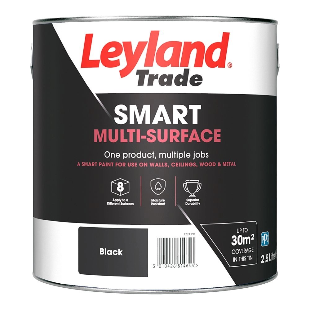Leyland Trade Smart MultiSurface Black (2.5L) Painters Hub