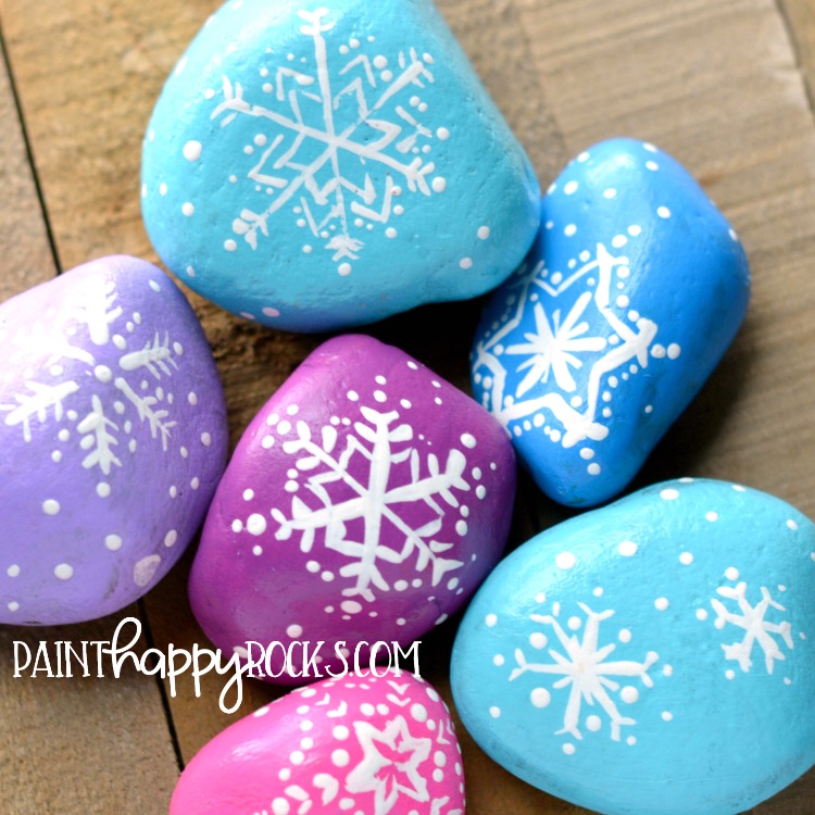 Easy Painted Stone Ideas Snowflakes Paint Happy Rocks