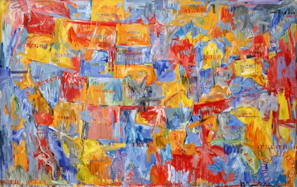 jasper johns Map painting Map print for sale