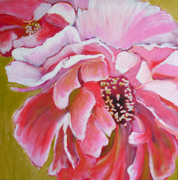 How to mix acrylic and pastel to paint a peony