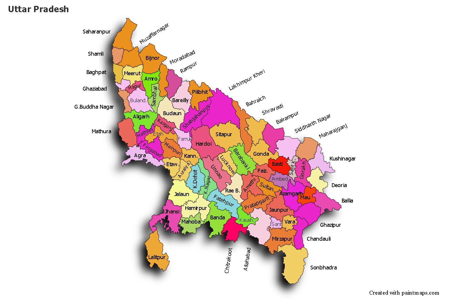 Political Map Of Uttar Pradesh