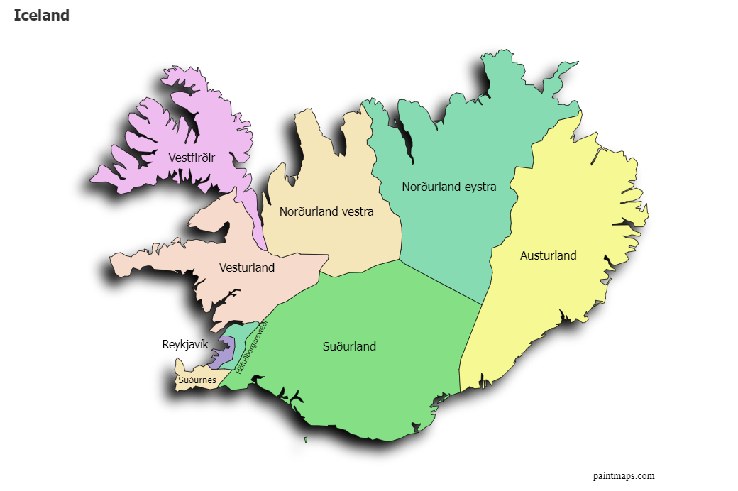 Create Custom Iceland Map Chart with Online, Free Map Maker.