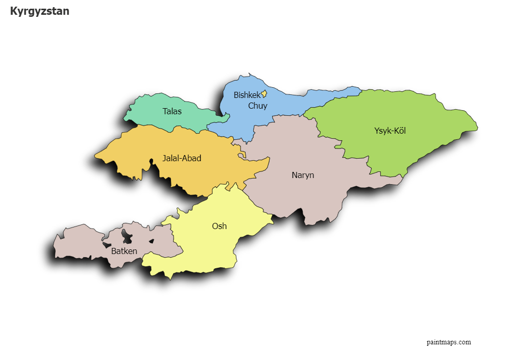 Create Custom Kyrgyzstan Map Chart with Online, Free Map Maker.