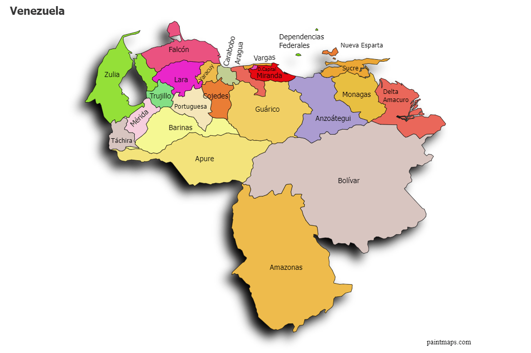 Map America Highlighted Venezuela Map Gray Stock Vector.