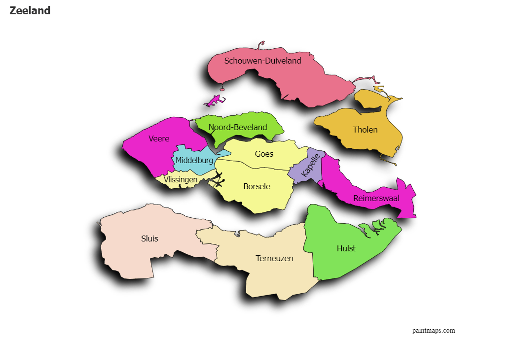 Create Custom Zeeland Map Chart with Online, Free Map Maker.