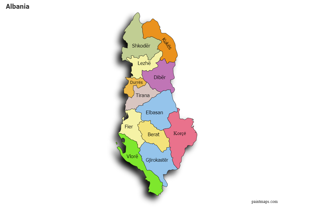 Create Custom Albania Map Chart with Online, Free Map Maker.