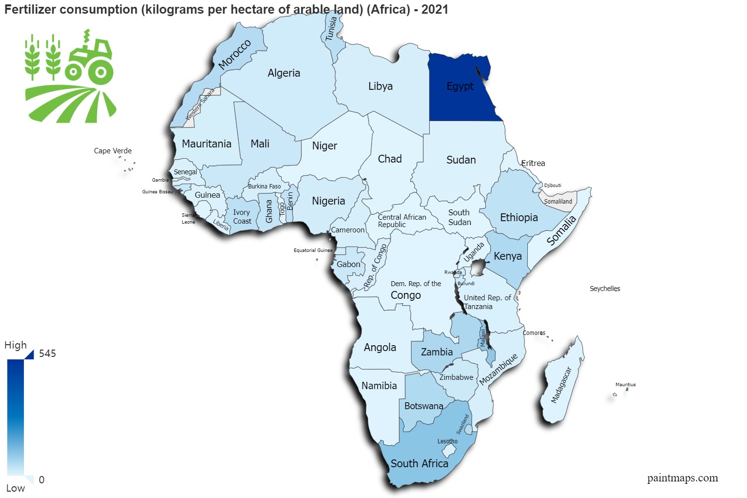 Fertilizer Consumption Kilograms Per Hectare Of Arable Land On Africa Map