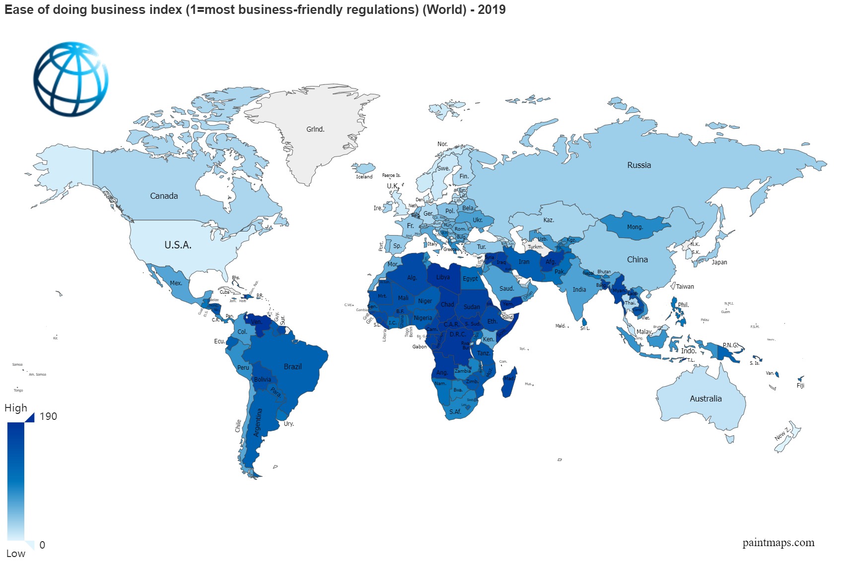 Ease Of Doing Business Index 1 Most Business Friendly Regulations On World Map