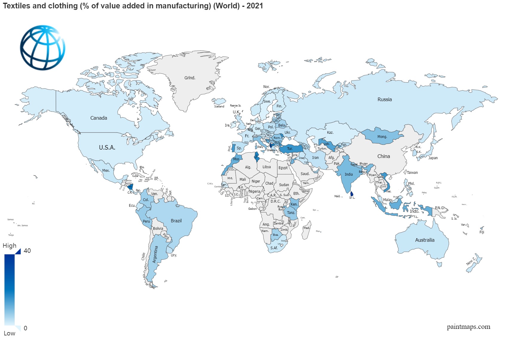 Textiles And Clothing Percentage Of Value Added In Manufacturing On