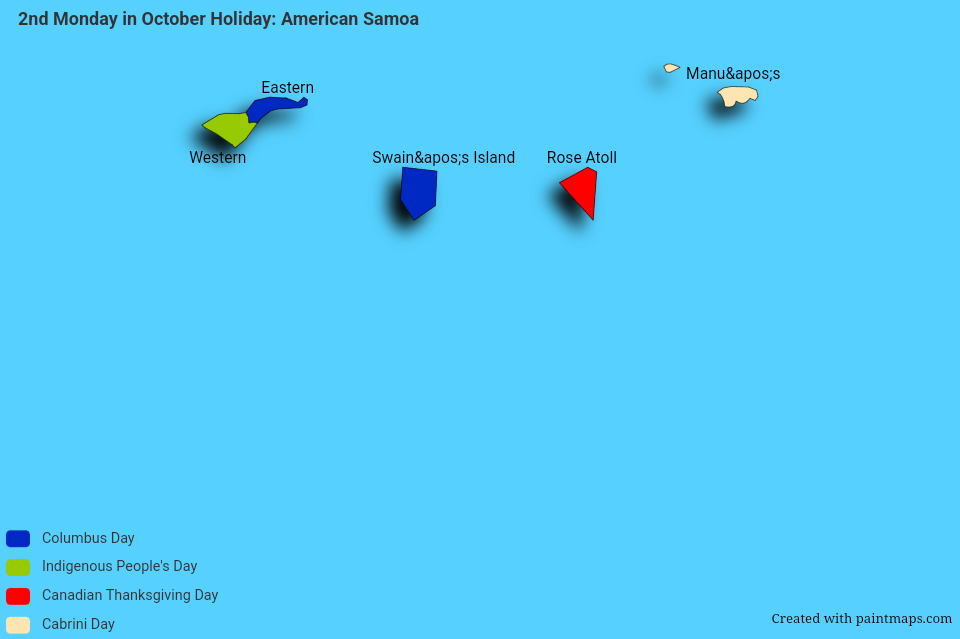 2nd Monday in October Holiday American Samoa (American Samoa) User Maps