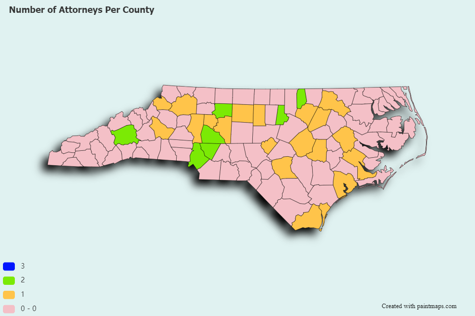 JFDM Number of Attorneys Per County (North Carolina) User Maps